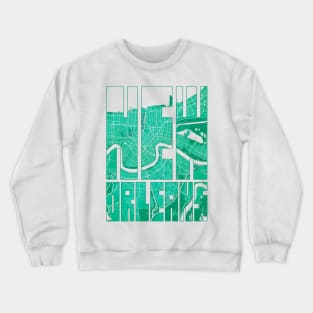 New Orleans, Louisiana, USA City Map Typography - Watercolor Crewneck Sweatshirt